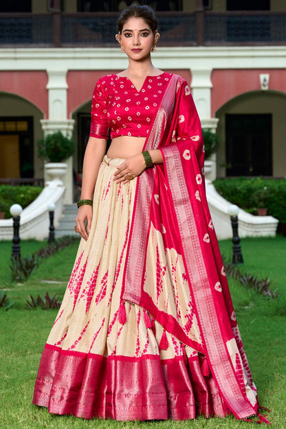 Beige Silk Navratri Lehenga Choli  SFROY535304