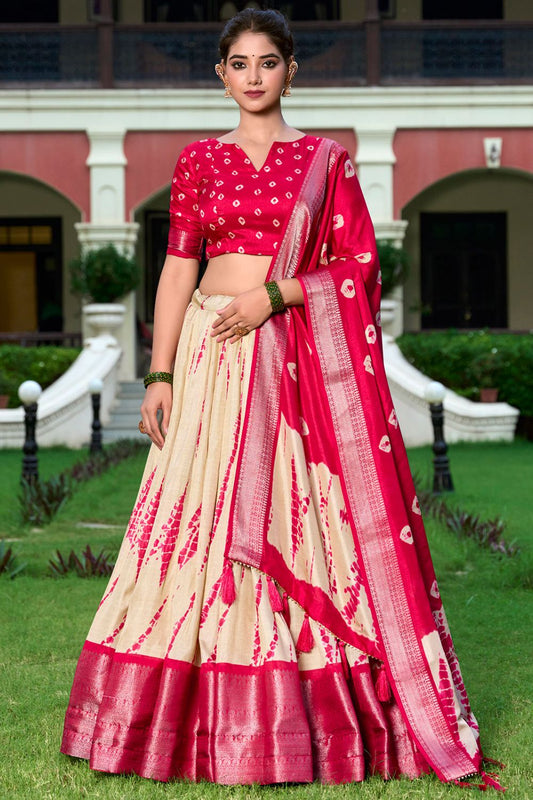 Beige Silk Navratri Lehenga Choli  SFROY535304