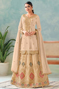 Beige Casual Chinnon Designer Palazzo Kameez SFYS154803R