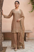 Beige Tissue Salwar Kameez - SFPRF281102R