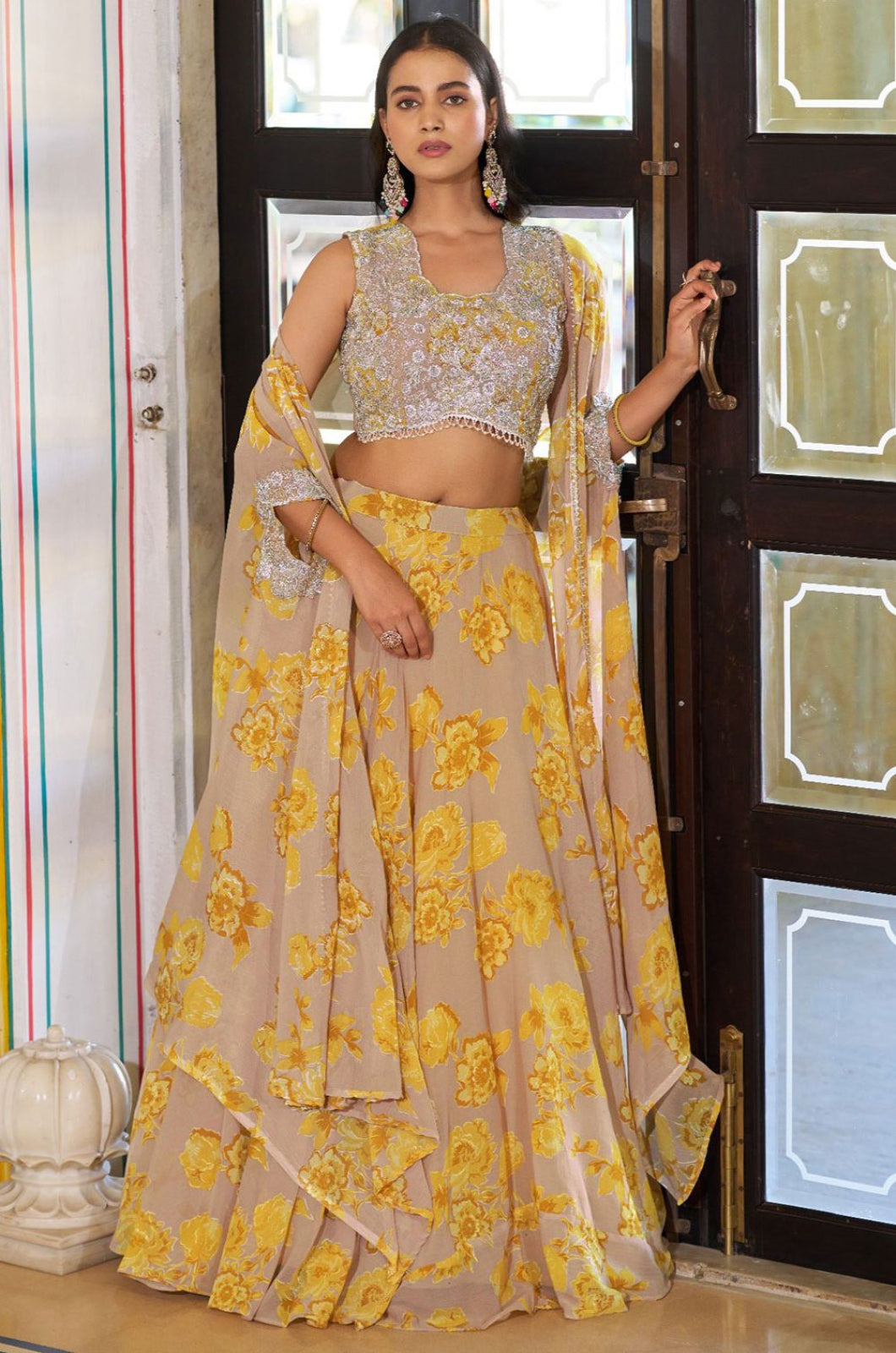 Beige Georgette Lehenga Choli - SFFK39602
