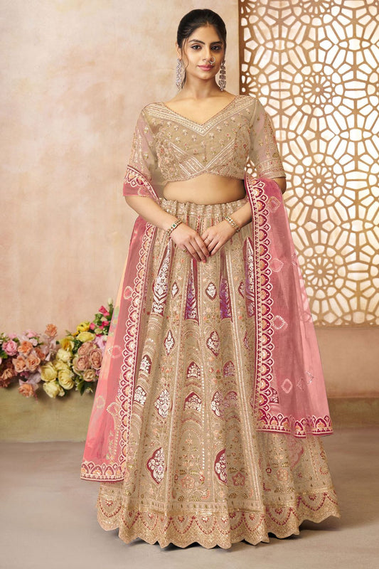 Beige Silk Reception Party Wear Lehenga Choli SFRELS4407