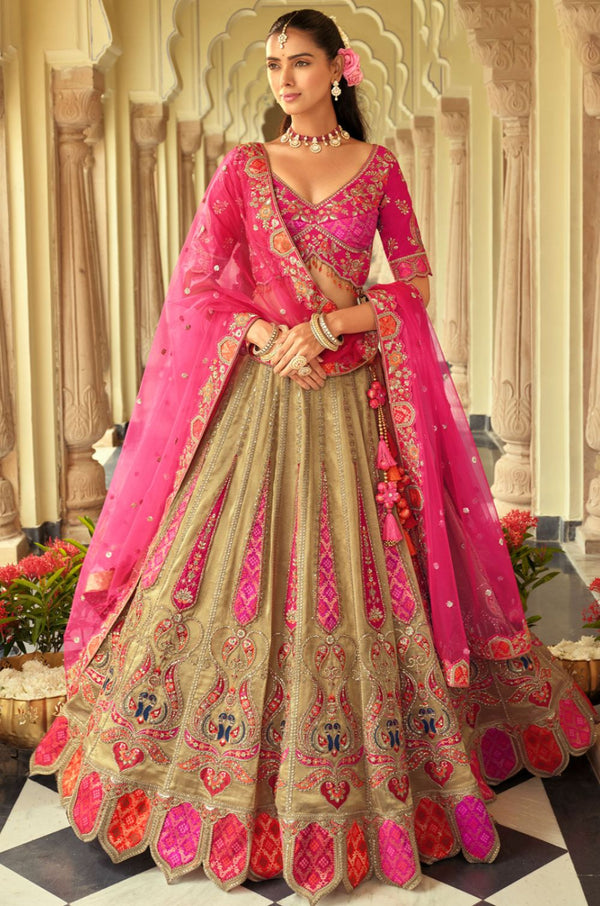 Beige Silk Lehenga Choli - SFSJDN37006