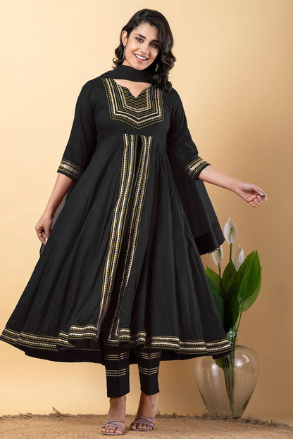Black Rayon Plus Size Indian Sangeet Salwar Kameez SFSBR1105R