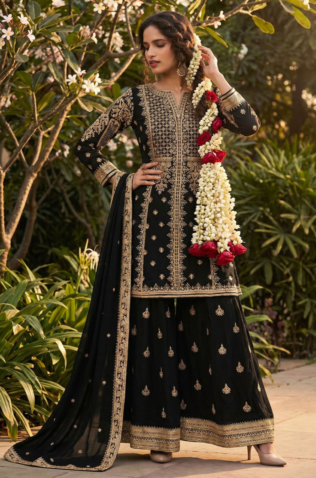 Black Silk Salwar Kameez - SFEDC29304R