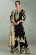 Black Silk Salwar Kameez - SFSMT57702R