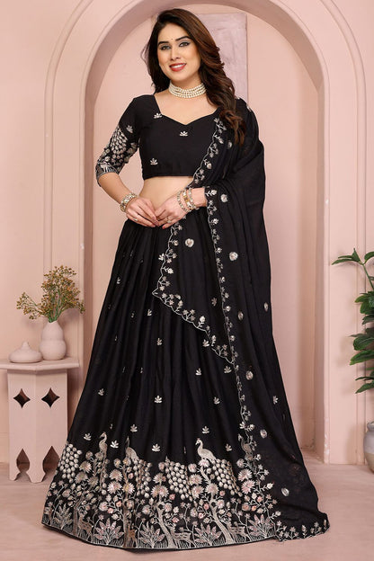 Black Georgette Lehenga Choli - SFROY457902