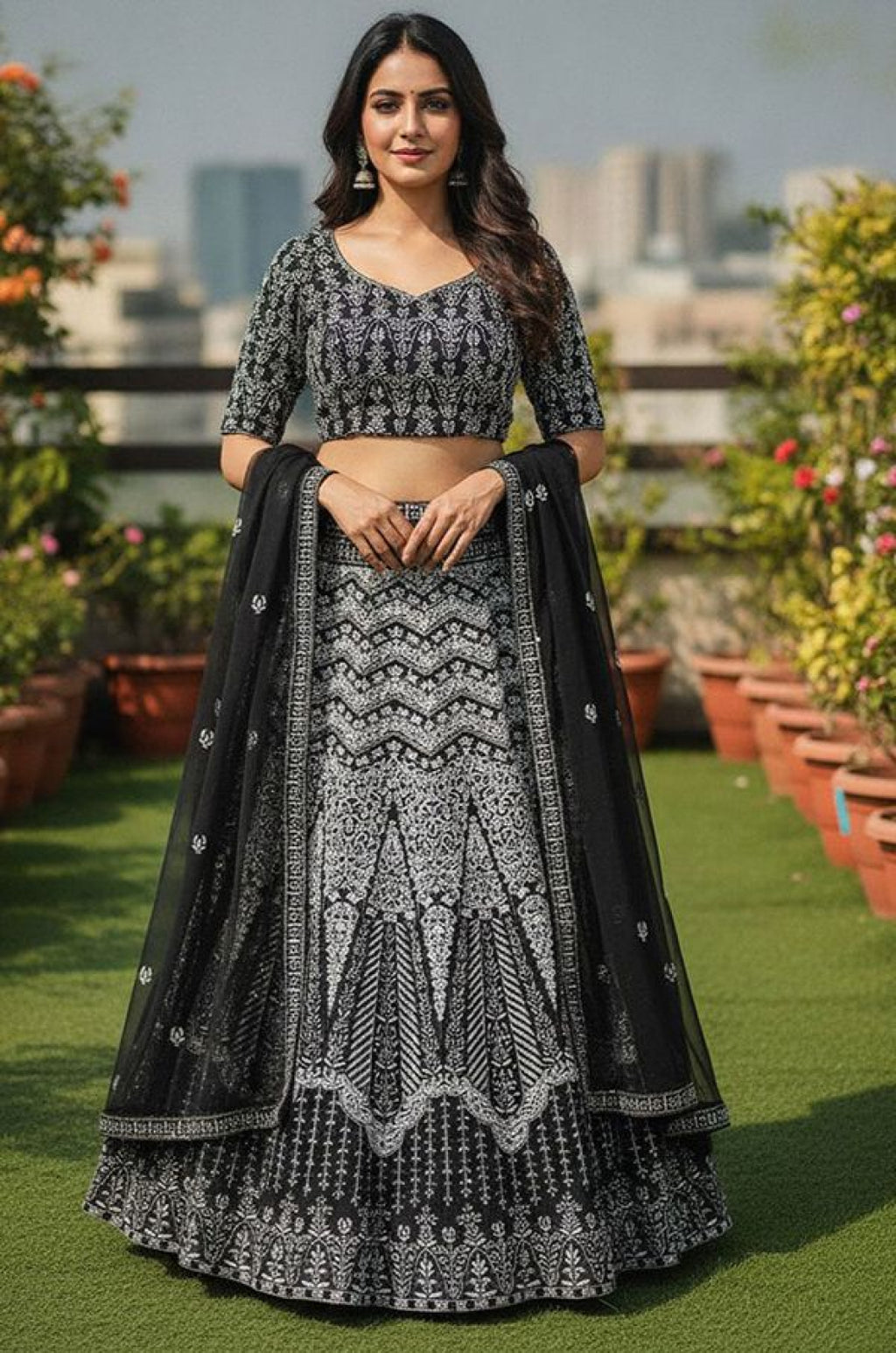 Black Georgette Lehenga Choli - SFSA577901