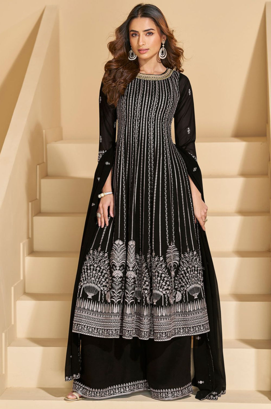 Black Georgette Salwar Kameez - SFEDC26901R