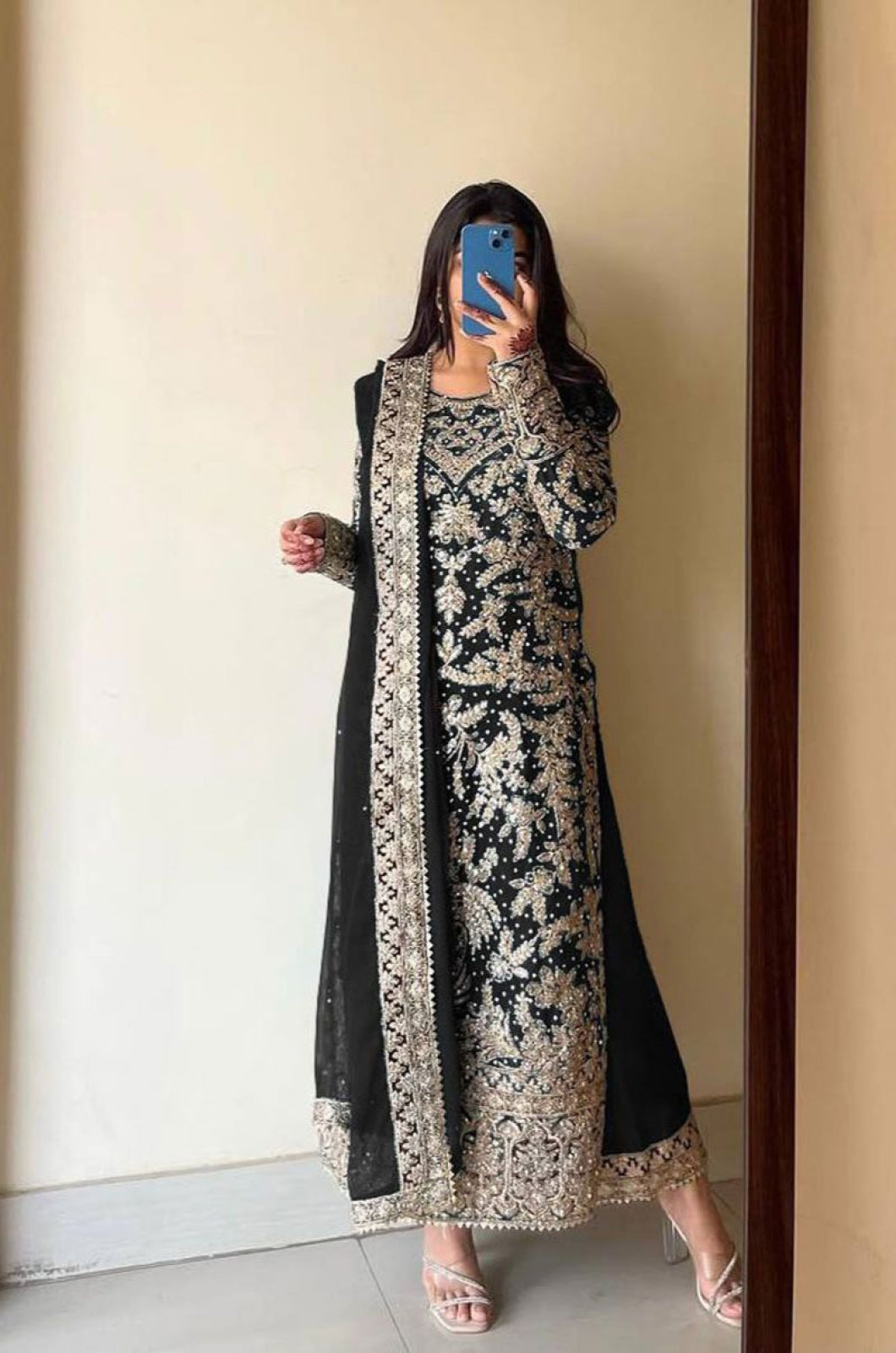 Black Georgette Salwar Kameez - SFFK38303R