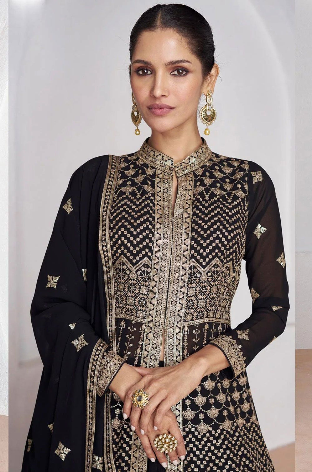 Black Georgette Salwar Kameez - SFABC4804