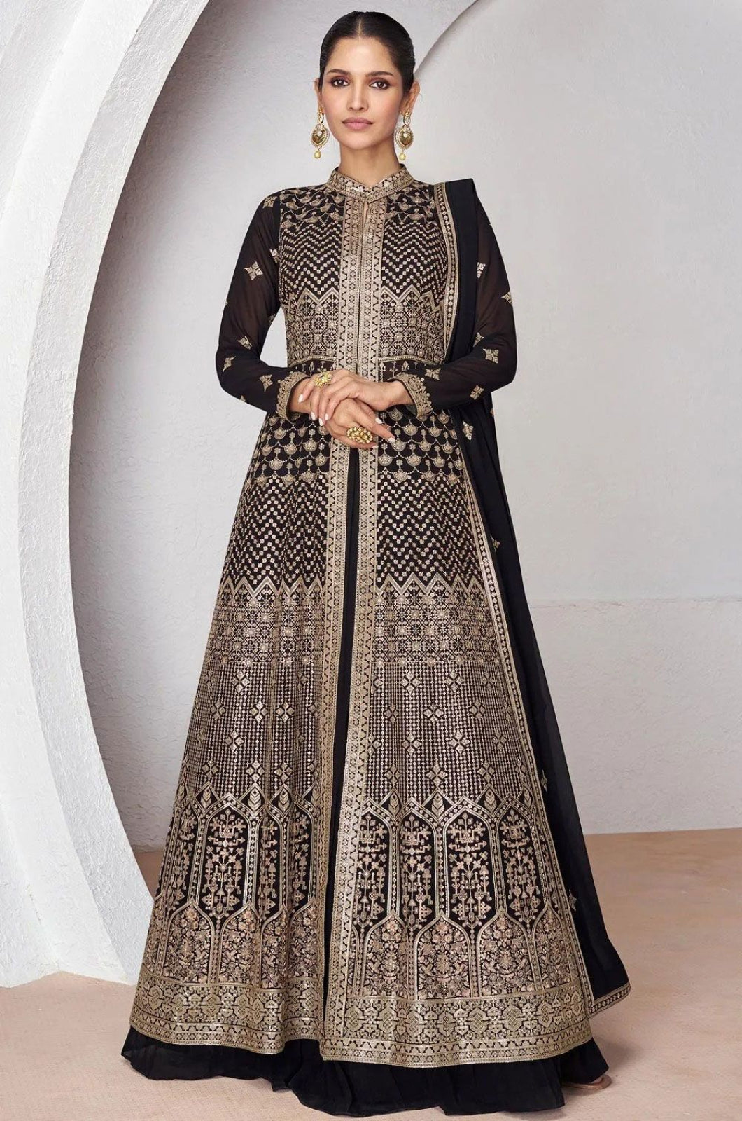 Black Georgette Salwar Kameez - SFABC4804