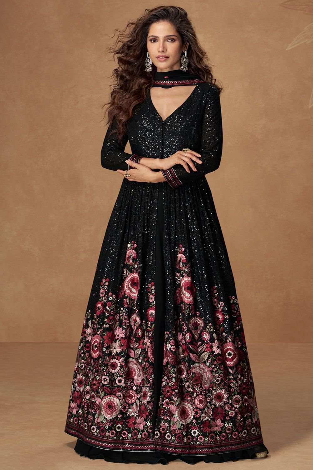 Black Georgette Salwar Kameez - SFSMT49203R