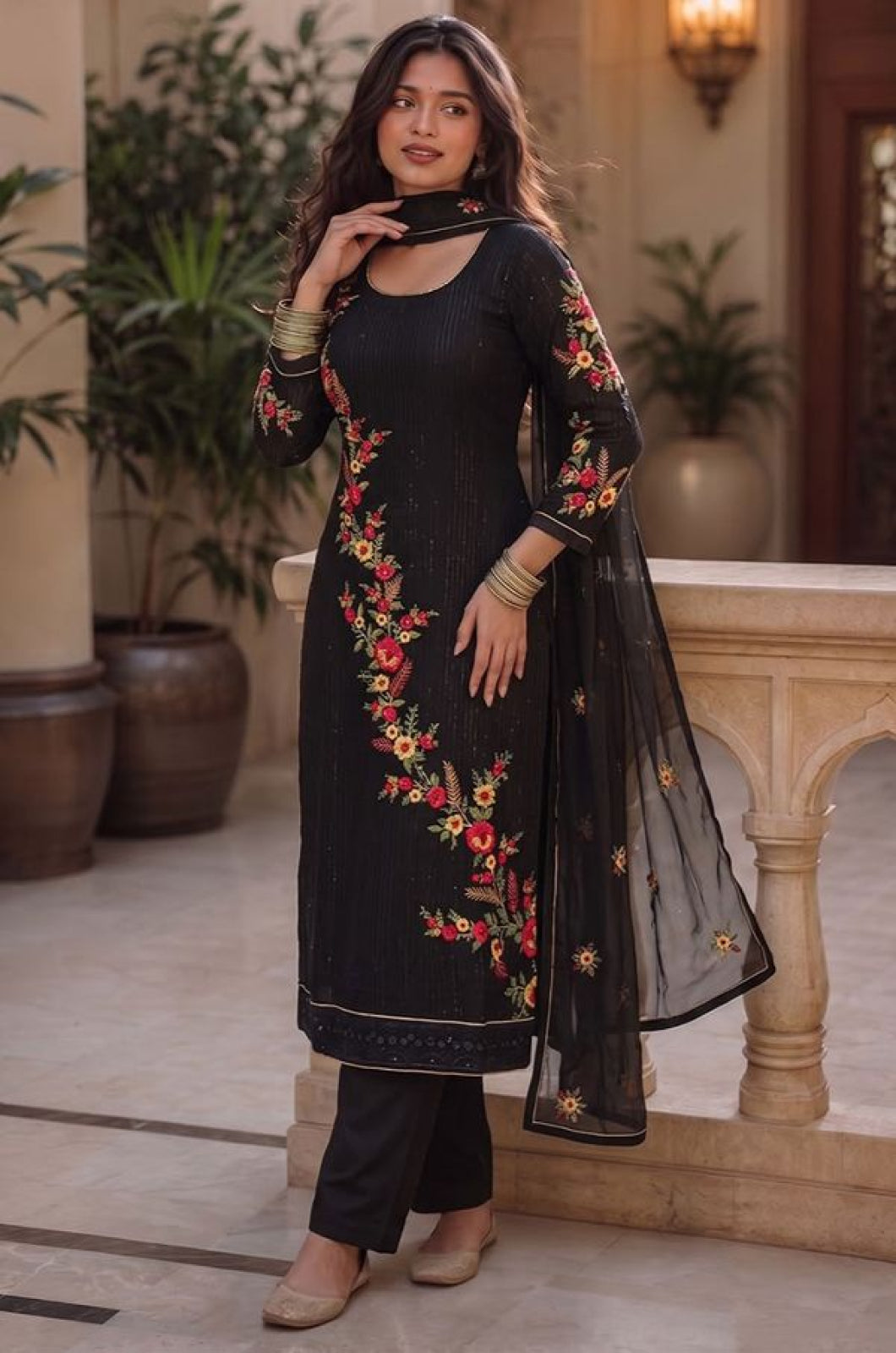 Black Georgette Salwar Kameez - SFSA576102R