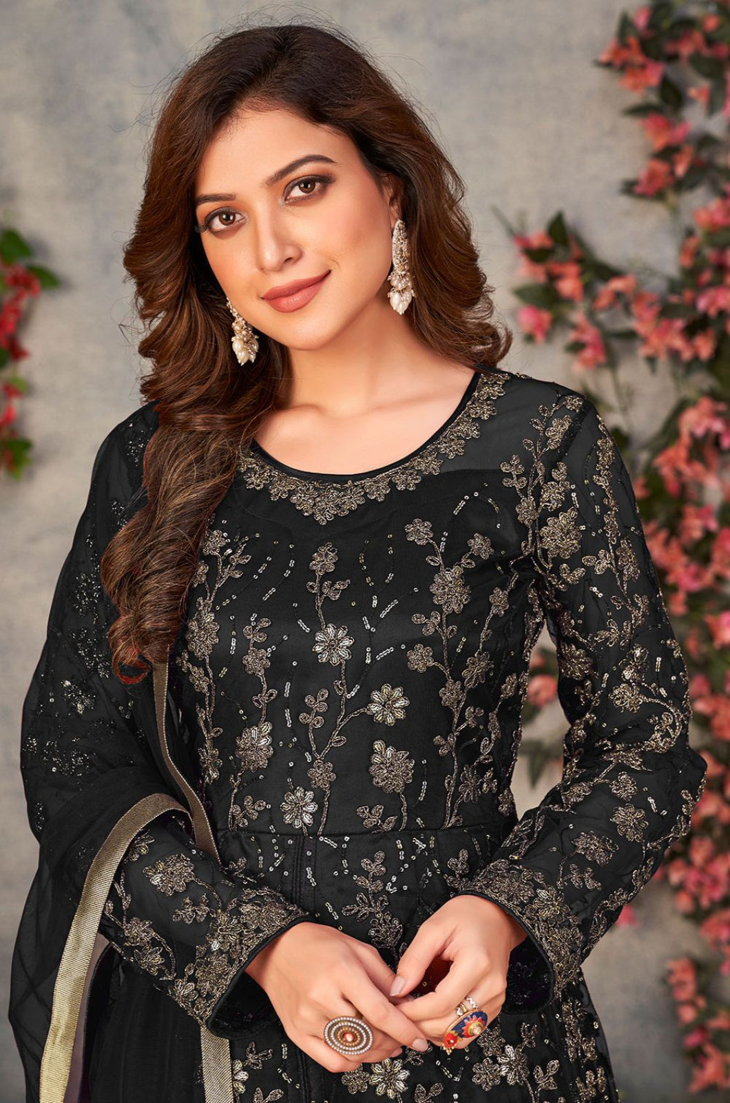 Black Net Salwar Kameez - SFDFS34401