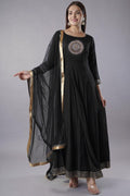 Black Designer Anarkali Suit Gown In Rayon Georgette SFMAN59510R