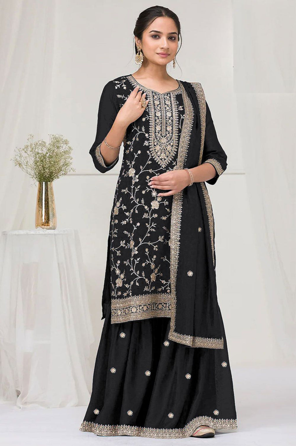Black Georgette Salwar Kameez - SFEDC19005