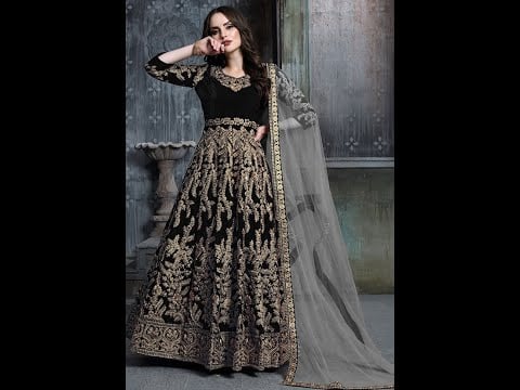 Black Velvet Bridal Anarkali Suit SFDFS11301C – Siya Fashions