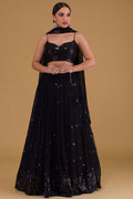 Black Evening Party Georgette Lehenga Choli With Sequins Zari Work SFZC1902