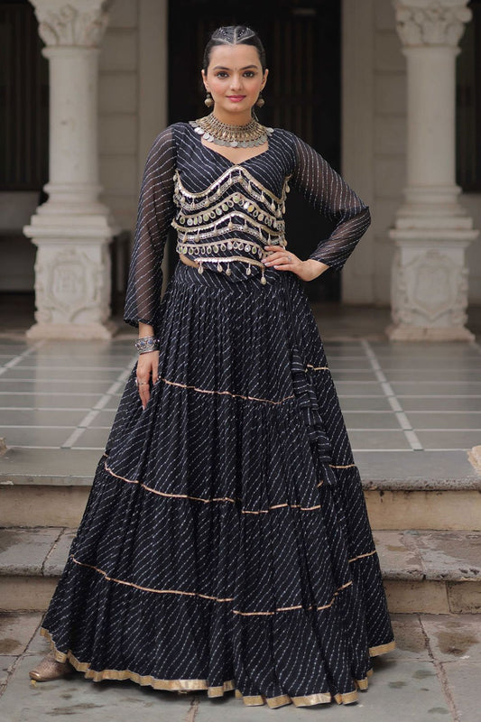 Black Georgette Chaniya Cholis SFROY551401R
