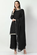 Black Georgette Plus Size Readymade Salwar Kameez  SFMAN58924R