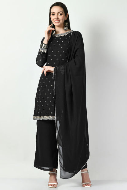 Black Georgette Plus Size Readymade Salwar Kameez  SFMAN58924R