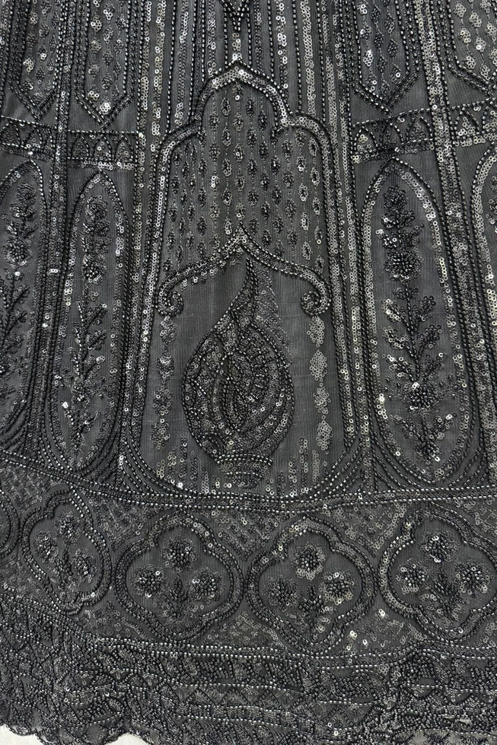 Black Partywear Net Lehenga Choli  SFANJ3041R