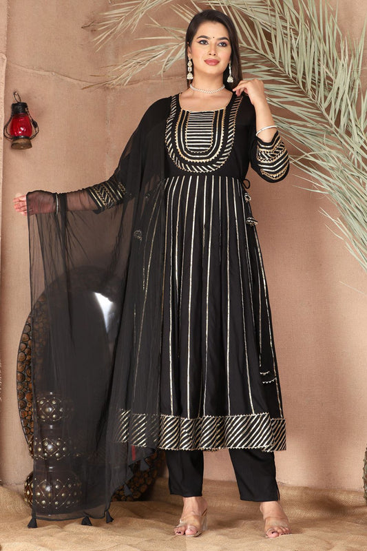 Black Rayon Zari Work Plus Size  SFSBR1302R