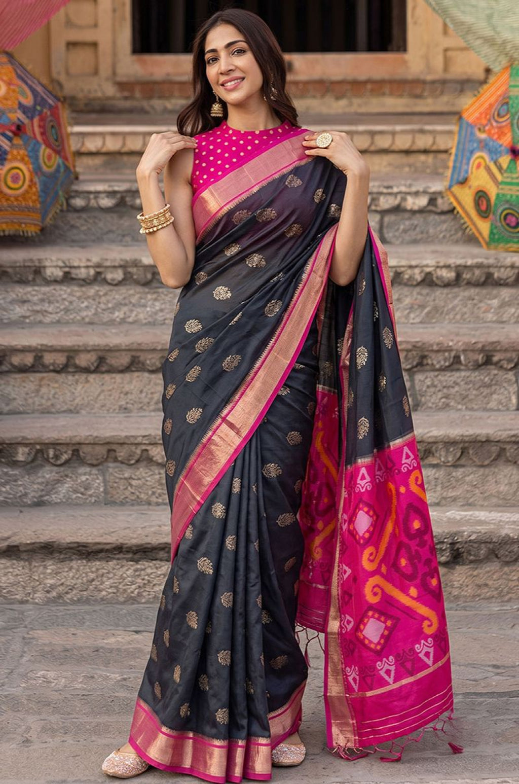 Black Silk Sarees - SFAST22201