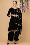 Black Velvet Velvet Readymade Palazzo Salwar Kameez Suit SFJBNF1811R