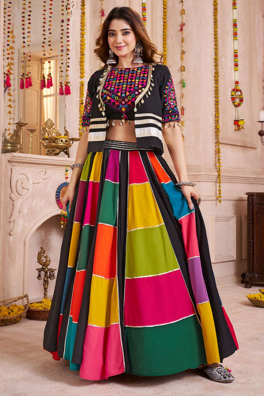 Black Cotton Navratri Chaniya Choli SFKHU20402