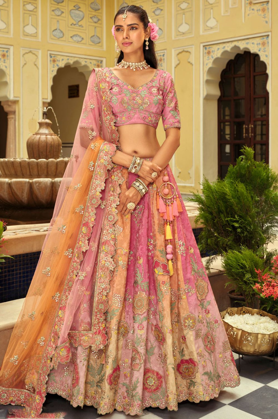 Pink Silk Lehenga Choli - SFSJDN37009