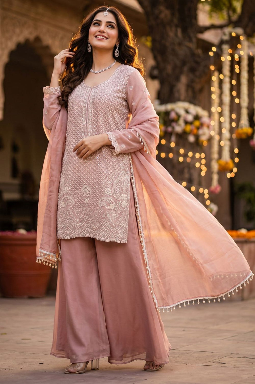 Pink Silk Salwar Kameez - SFEDC29901R