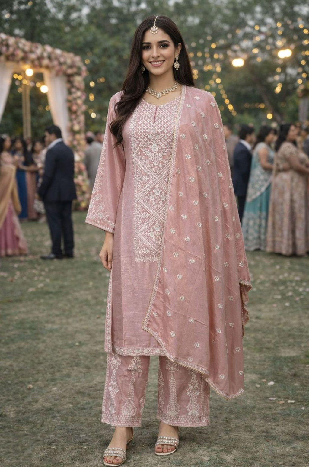 Pink Silk Salwar Kameez - SFSA561201R