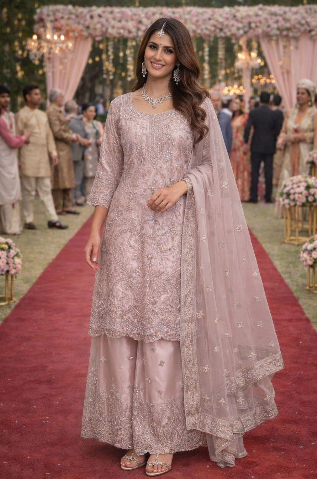 Pink Net Salwar Kameez - SFSA562001R