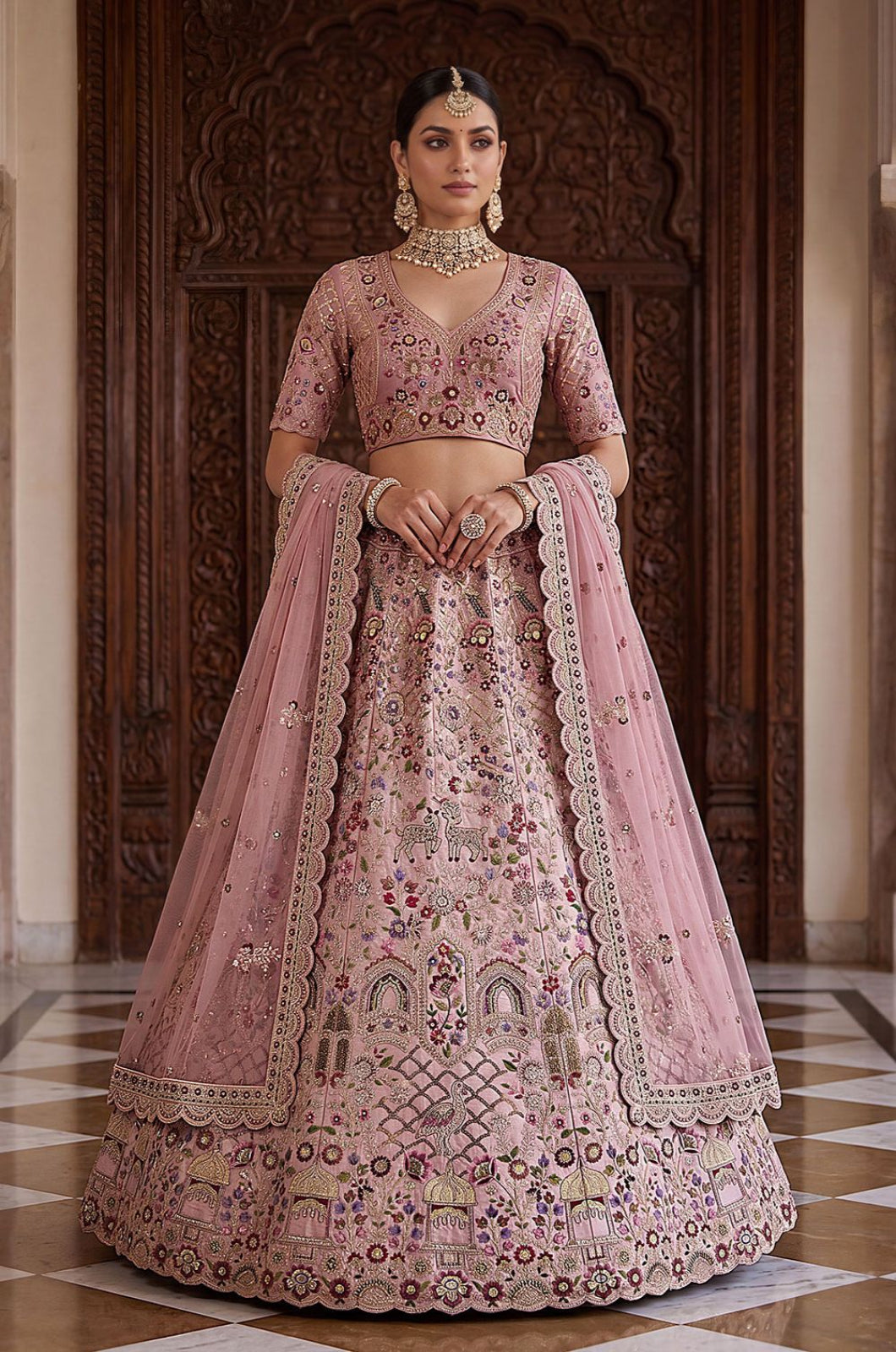 Pink Silk Lehenga Choli - SFANJ3434