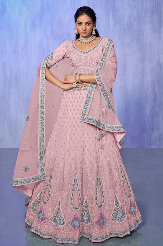 Pink Georgette Wedding Lehenga Choli SFARY19510