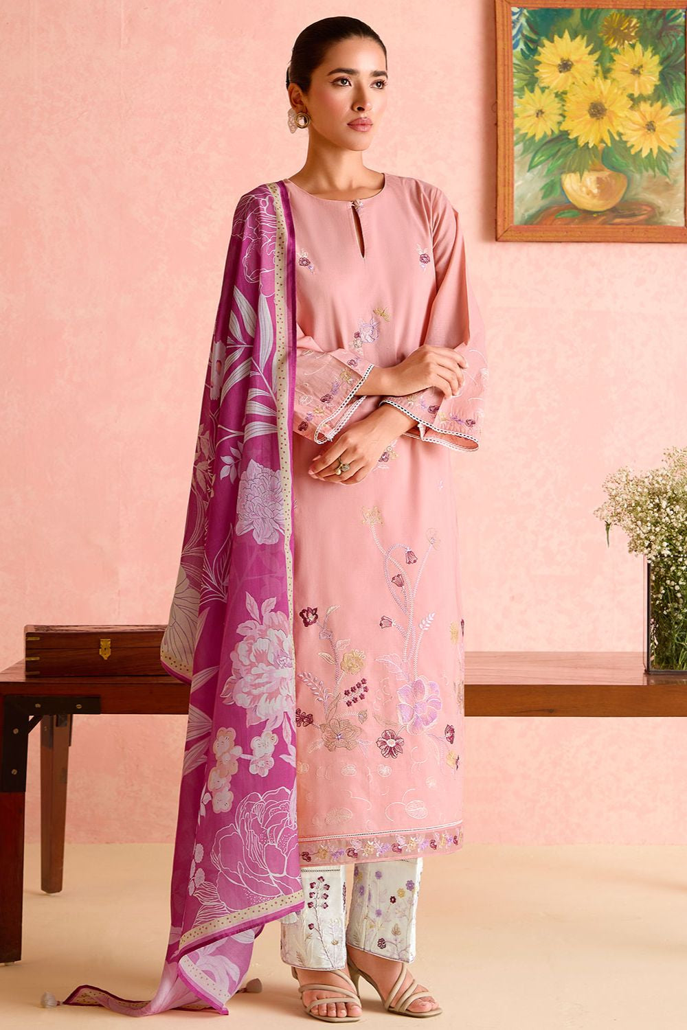 Pink Cotton Plus Size Salwar Kameez SFYS149101