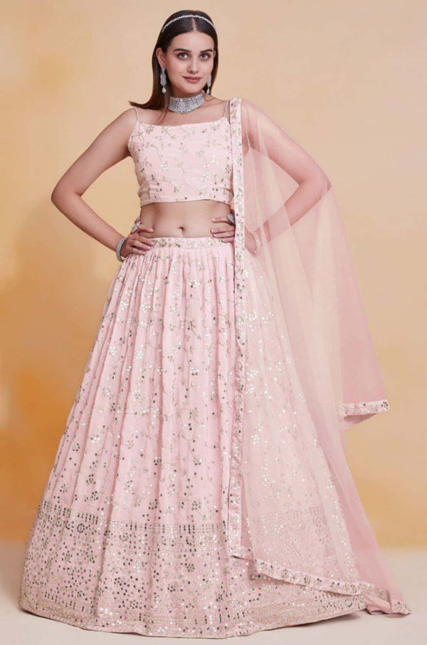 Pink Georgette Lehenga Choli - SFROY565602