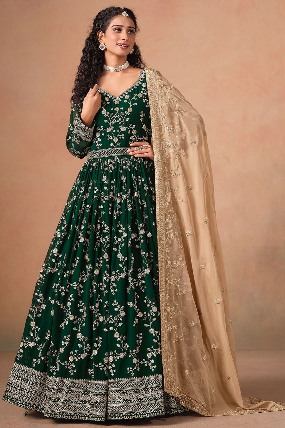 Green Georgette Salwar Kameez - SFDFS36101R
