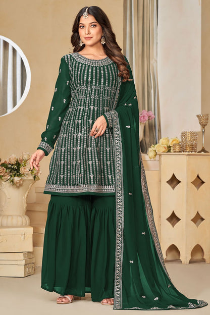 Green Georgette Plus Size Salwar Kameez SFDFS27901