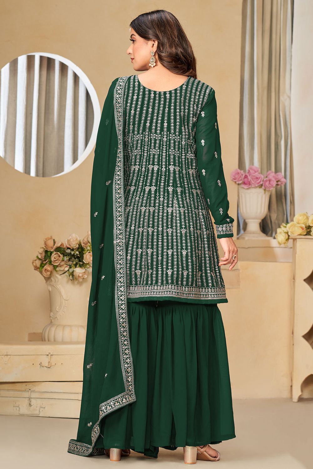 Green Georgette Plus Size Salwar Kameez SFDFS27901
