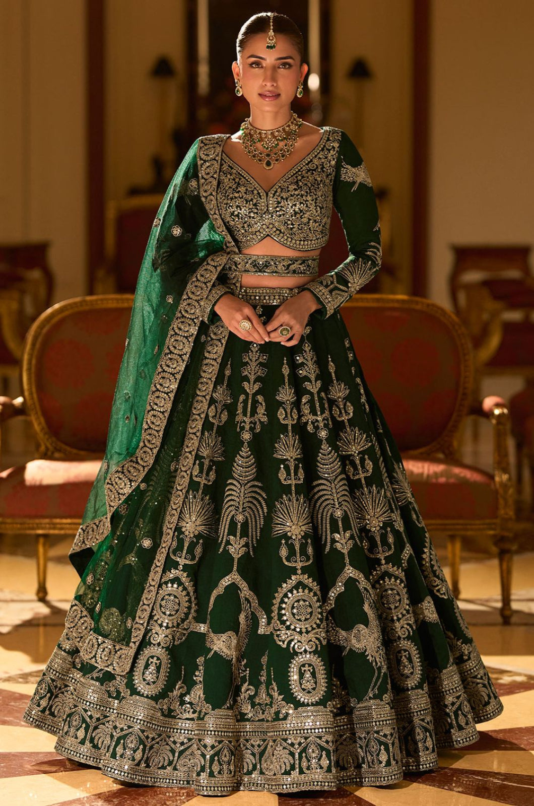Green Silk Lehenga Choli - SFYS169303R