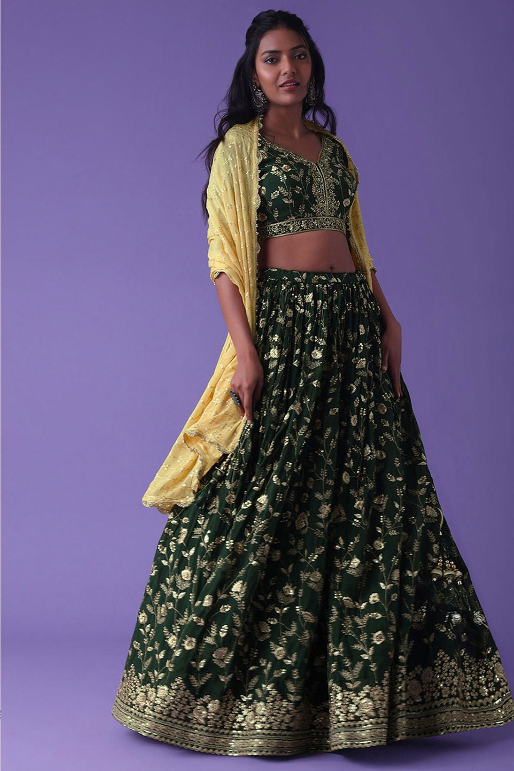Green Partywear Georgette Lehenga Choli SFZC4710
