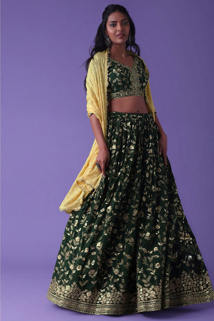 Green Partywear Georgette Lehenga Choli SFZC4710