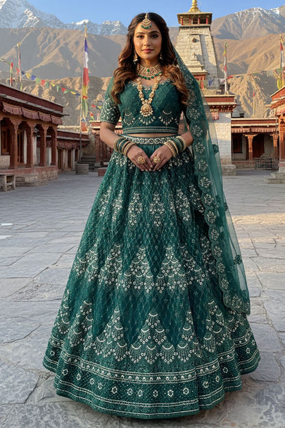 Green Net Lehenga Choli - SFYS167802
