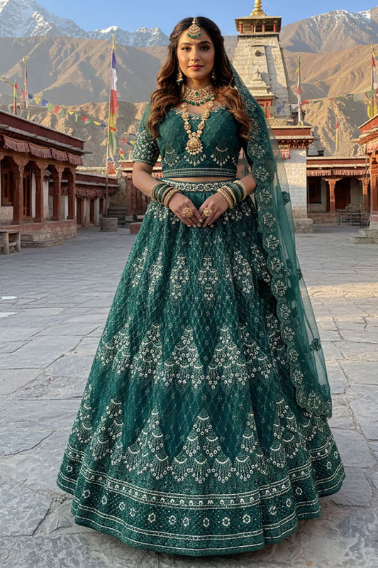 Green Net Lehenga Choli - SFYS167802