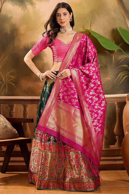 Green Banarasi Wedding Sangeet Lehenga Choli  SFSHV12205
