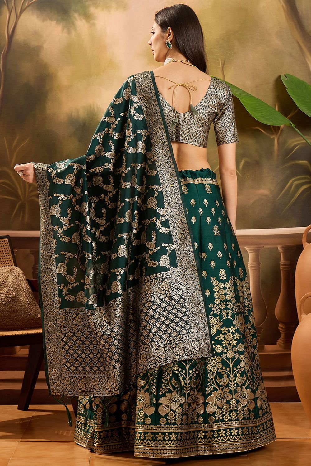 Green Banarasi Wedding Sangeet Lehenga Choli  SFSHV12206