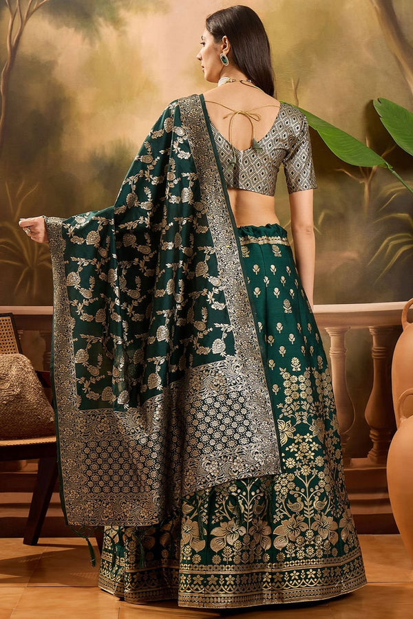 Green Banarasi Wedding Sangeet Lehenga Choli  SFSHV12206
